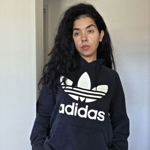 Adidas Women's Black and White Logo Hoodie